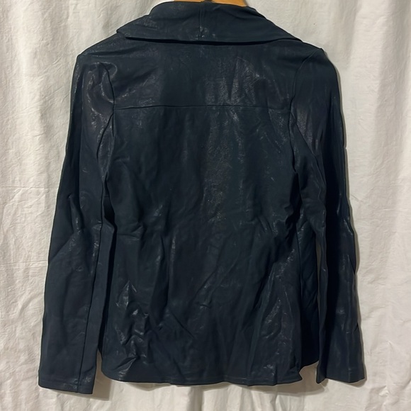 Krisa Coated Draped Cotton Moto Cardigan Jacket - Picture 8 of 8